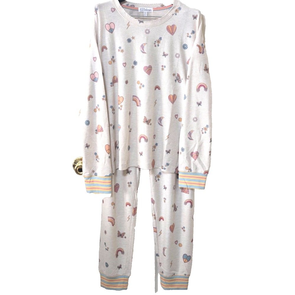 PJ Salvage Sunshine On My Mind Pajama Set Womens XL Light Oatmeal NWT - Picture 3 of 16